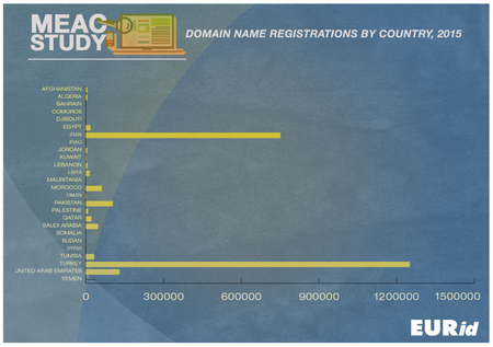 Middle East and Adjoining Countries Domain Name Registrations by Country